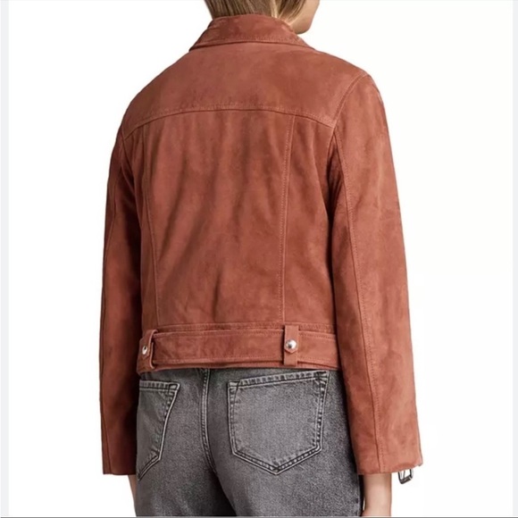 All Saints rose leather suede Cole biker jacket - Picture 3 of 8